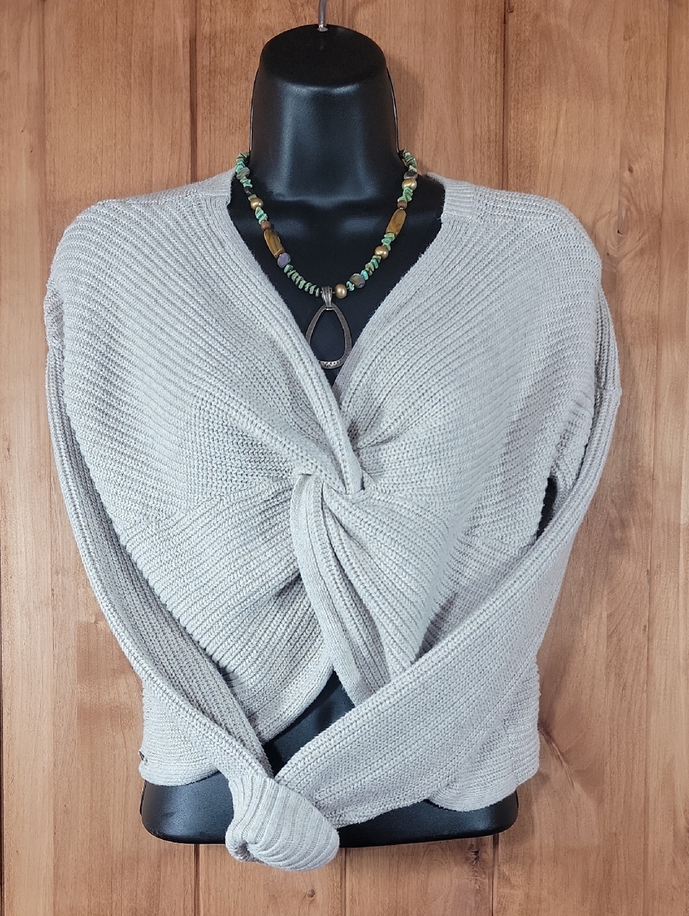 Beige Twist Front Sweater